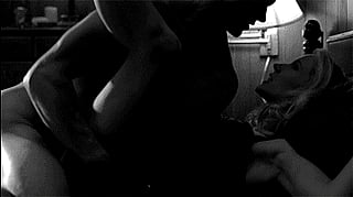 Legs over his shoulders'