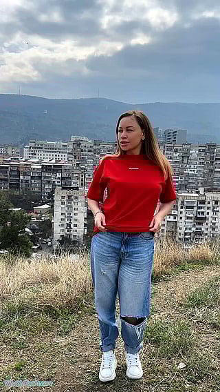 Busty Babe Flashes Boobs in Mountains Busty Babe Flashes Boobs in Mountains